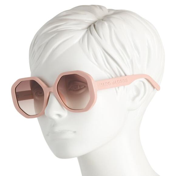 Marc Jacobs NYC 1964 Octagon Round Nude Beige Tan Sunglasses Boho Indie Neutral - Picture 1 of 8